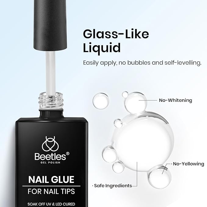 beetles Gel Polish 9 in 1 Nail Glue Gel for Nails Tips 10ml Long Lasting Uv Nail Glue for Acrylic False Nail Tips Base Coat Blooming Nail Gel Led Lamp Required