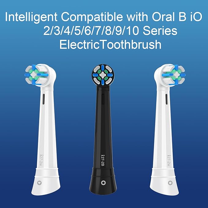 IO Replacement Heads Compatible with Oral B iO 2/3/4/5/6/7/8/9/10 Series Electric Toothbrush, Brush Heads with Medium Bristles Compatible with Oral B iO for Gentle Dental Care (6 Black/White)