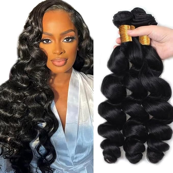 30 32 34 inch Human Hair Bundles Loose Wave Bundles Human Hair Loose Deep Wave Bundle Natural Black Color 150g