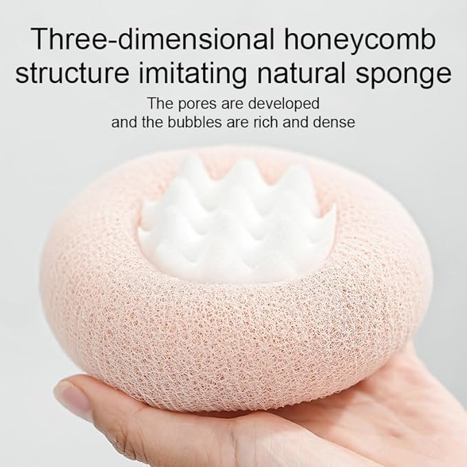 Super Soft Sunflower Suction Cup Bath Ball, 2025 Upgraded 2-in-1 Sunflower Ball Exfoliating Bath Sponge Cleaning Brush, Mesh Shower Body Sponge Accessories for Women, Men Shower (Cyan+Pink)