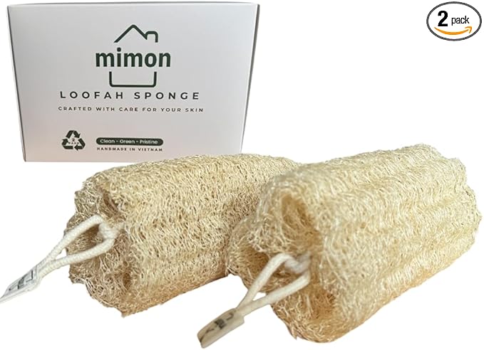 All Natural Loofah, Exfoliating Body Scrubbers (2 Pack), Biodegradable Bath Loofahs Sponge, Gentle, Chemical-Free Bath & Body Loofah for Women, Men and Kids