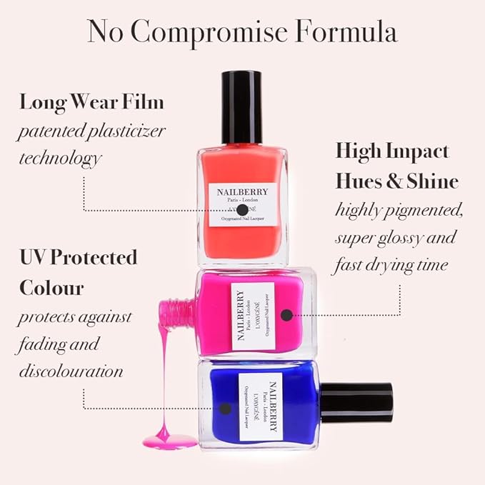 Nailberry L'Oxygéné Oxygenated Nail Lacquer | Strawberry Jam | Dark Red With Pink Opaque | UV Protected Long-Wear Nail Polish | 12-Free | Vegan | Certified Halal | Cruelty & Gluten Free | 15 ml