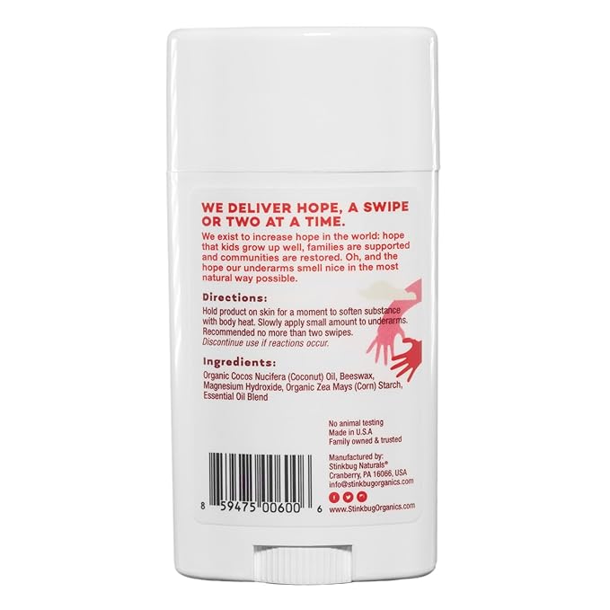 Stinkbug Naturals Organic Aluminum Free Deodorant Stick with Cinnamon Spice, Coconut Oil and Essential Oils, Paraben Free, Sensitive Skin Deodorant, 2.1 Ounces Pack of 1