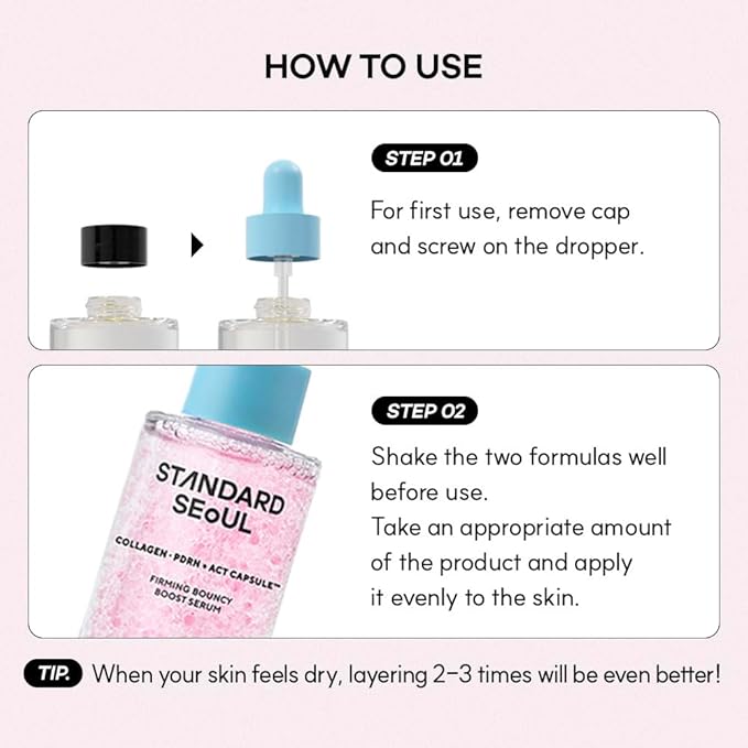 PDRN Firming Bouncy Boost Serum -Supports Skin Elasticity & Smooth, Water-Like Capsule Complex with Vegan Collagen, Bakuchiol & Retinol, Refined Texture, K-Beauty Serum (30ml)