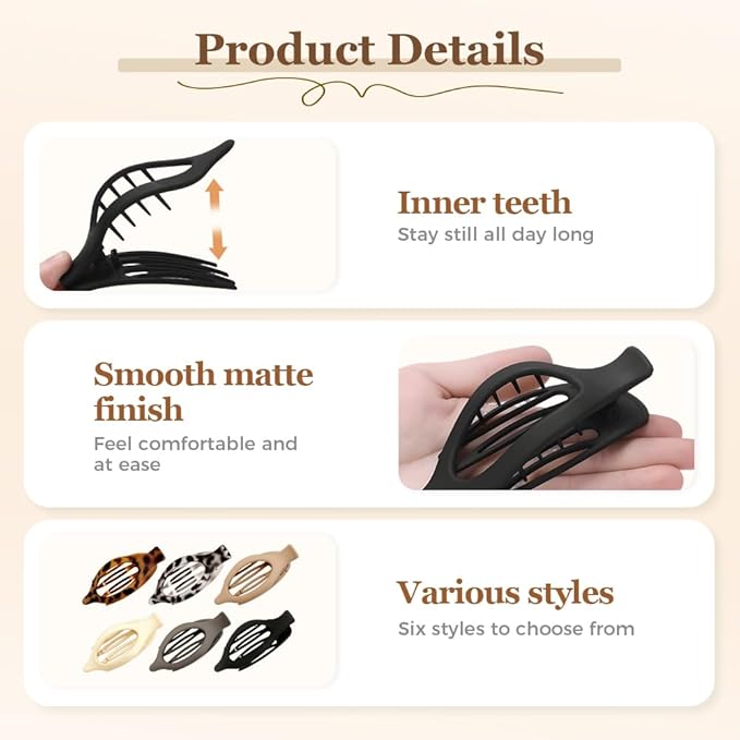 Flat Hair Clips for Women, Flat Claw Clips & Duckbill Hair Clips for Thick or Thin Hair, No-Slip Grip Hair Styling Accessories for Daily Use (Multicolor-G)