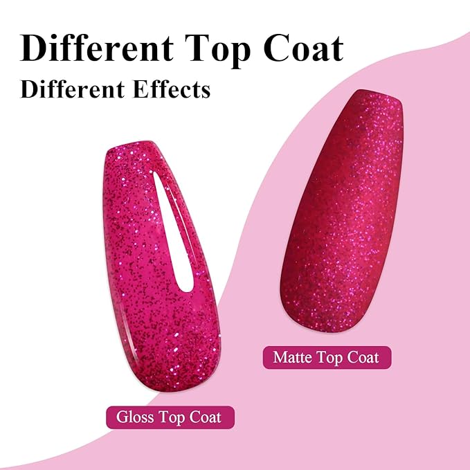 Imtiti Glitter Gel Nail Polish, 1Pcs Hot Pink Sparkle Rose Soak Off UV LED Gel Polish, Nail Art Starter Manicure Salon DIY at Home for Women (0.34 Fl Oz-960)