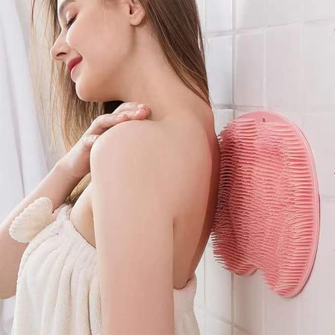 Foot Back Cleaning Pad, 2024 Upgrade Shower Foot Scrubber Mat Slip Suction Cups Foot Scrubber, Shower Foot Scrubber Mat Back Washer for Men and Women (Pink)