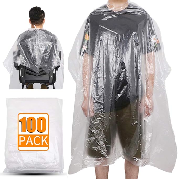 Disposable Barber Capes - 100pcs(51"x 63") Large Disposable Capes Hair Salon,Disposable Hair Cutting Capes, Perfect for Barbershop and Salon Beauty Hairdressing, Hair Dye, Perming