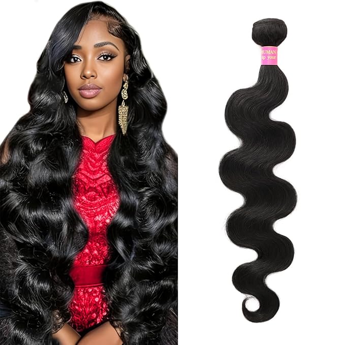 12A Human Hair Bundles Body Wave 14 Inch 100% Unprocessed Brazilian Virgin 1 Bundle Human Hair Extensions Quick Weave Bundles Human Hair Natural Black