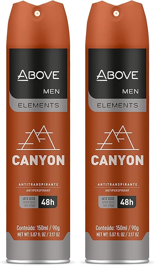 ABOVE Canyon - 48 Hours Antiperspirant Deodorant for Men - Notes of Bergamot, Lemon and Apricot - Dry Spray Protects Against Sweat and Body Odor - Stain and Cruelty Free - 3.17 oz (Pack of 2)