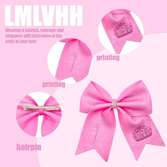2Pcs Green & Pink Hair Bows – Witch Hair Accessories, Witch Merch Gifts for Women, Inspired Clips for Musical Fans & Costume Parties (Pink)