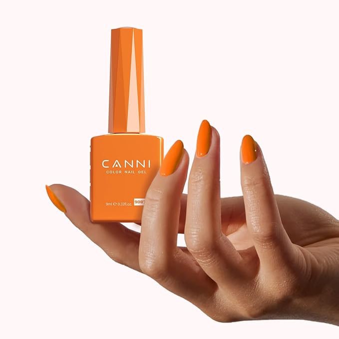 CANNI Orange Gel Nail Polish, 1Pcs Neon Orange Gel Polish Bright Orange Color High Gloss Soak Off U V French Nail Manicure Salon DIY
