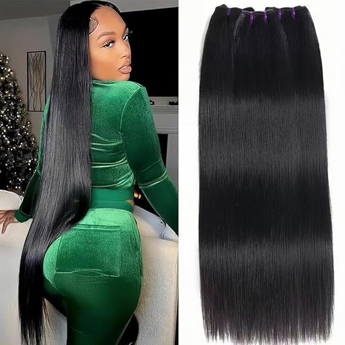 16A Straight Human Hair Bundles 100% Unprocessed Brazilian Virgin Hair Straight 3 Bundles Human Hair Extension Double Weft Natural Black
