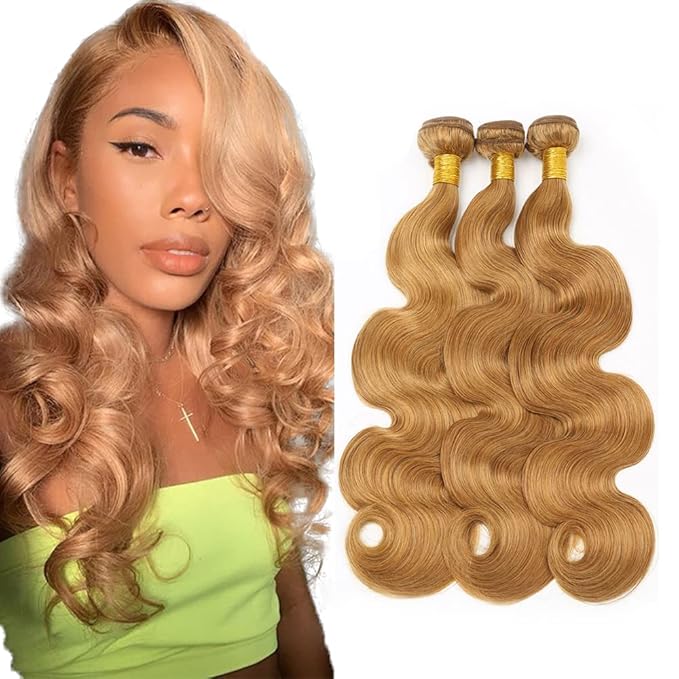 27 Human Hair Bundles Honey Blonde Body Wave Bundles Human Hair 18 20 22 Inch Peruvian Virgin Mixed Lenght 3 Bundles 27 Body Wave Bundles Soft Hair Weave 150g