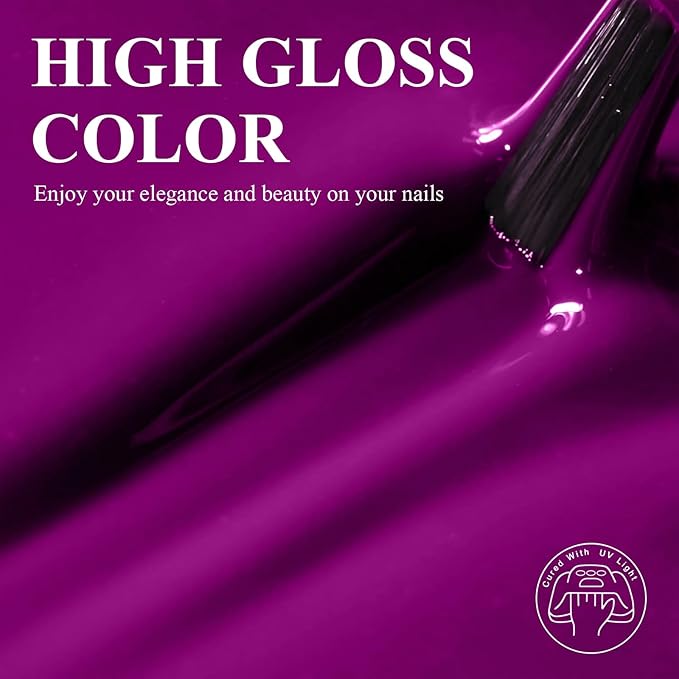 Imtiti Neon Purple Gel Nail Polish for Nail Art, Long Lasting Midnight Purple UV LED Gel Polish, Professional Salon Quality DIY at Home Manicure Set, 0.34 Fl Oz (10ml)-1916