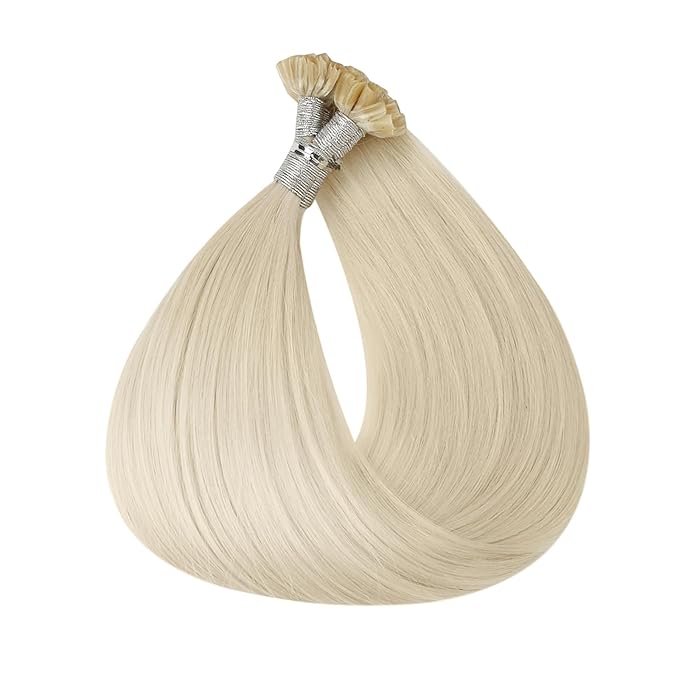 Full Shine Blonde Hair Extensions 24 Inch U Tip Hair Extensions Human Hair Platinum Blonde Keratin Extensions Real Remy Hair for Women 50 Grams Invisible Fusion Extensions