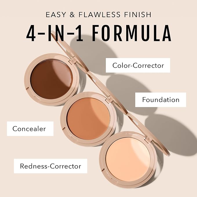 No Makeup Makeup Long-Lasting Lightweight Foundation & Brush Duo | Cruelty-Free, Fragrance-Free, Buildable, Transfer-Proof Makeup (Light Medium)