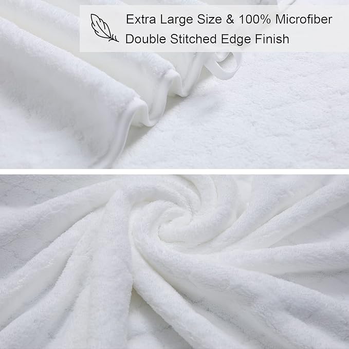 Ycosy Extra Large Bath Towels Set 35x70 Inches - White Luxury 600 GSM Oversized Bath Sheet Towel,Ultra Soft Microfiber - Quick Dry,Highly Absorbent Shower Towels Spa Hotel Bathroom Towel Set (4-Pack)