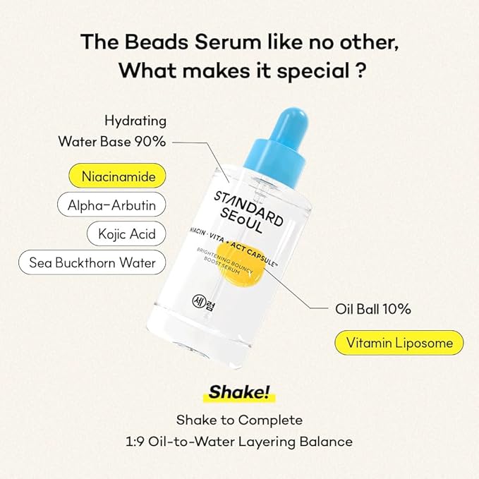 Brightening Bouncy Boost Serum – Radiance-Boosting K-Beauty Serum with Niacinamide, Vitamin C Blend, Lightweight Dual-Phase Glow Formula (30ml)
