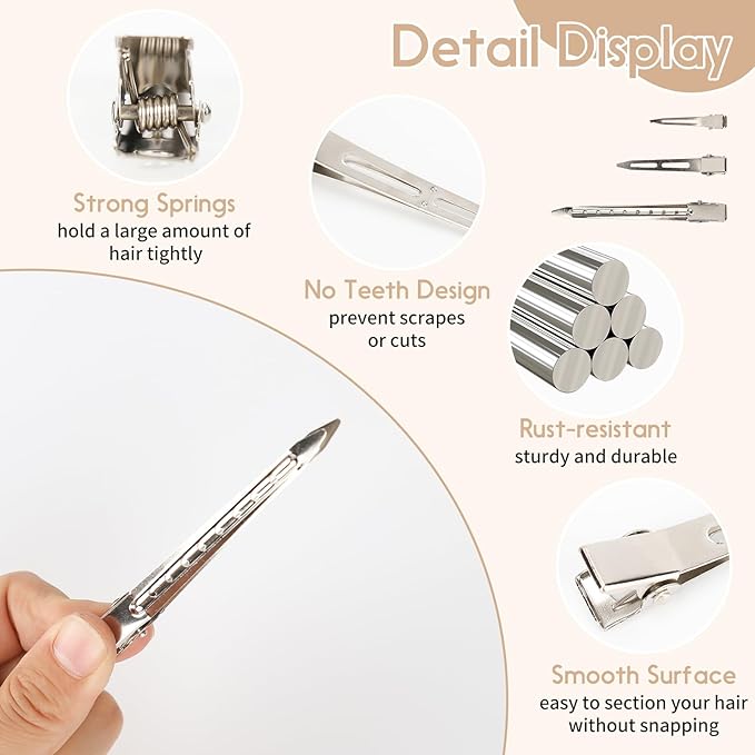 100pcs of three sizes of anti-rust metal alligator clips, Hair Styling, DIY accessories, And item fixation. Two distribution combs for braids, Coloring and styling