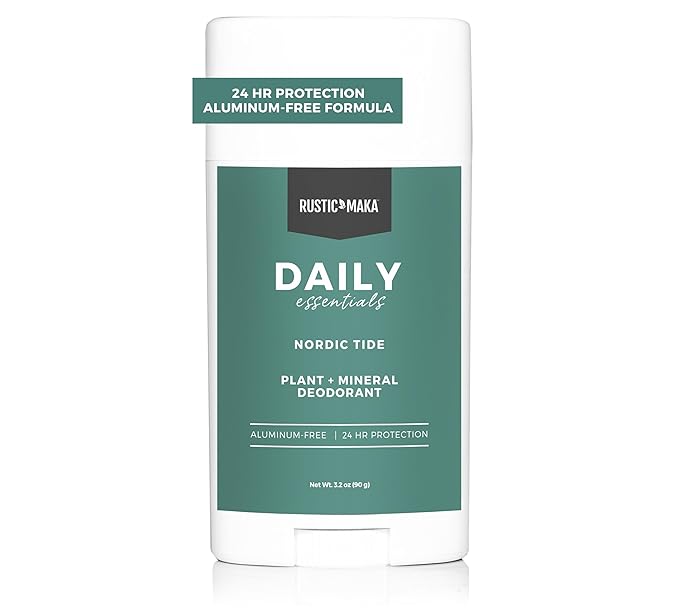 Rustic MAKA Plant + Mineral Deodorant - Nordic Tide | Strong Odor Control | No Added Aluminum, No Added Parabens, No Added Baking Soda | Long-Lasting Protection for Men and Women