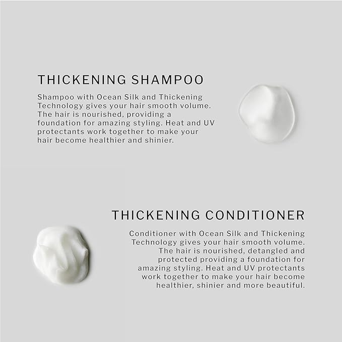 SACHAJUAN Thickening Shampoo and Conditioner Set | Ocean Silk & Thickening Technology to Add Volume and Nourish Hair | Heat & UV Protection | Vegan & Paraben-Free | Set of 2 (33.5 oz)