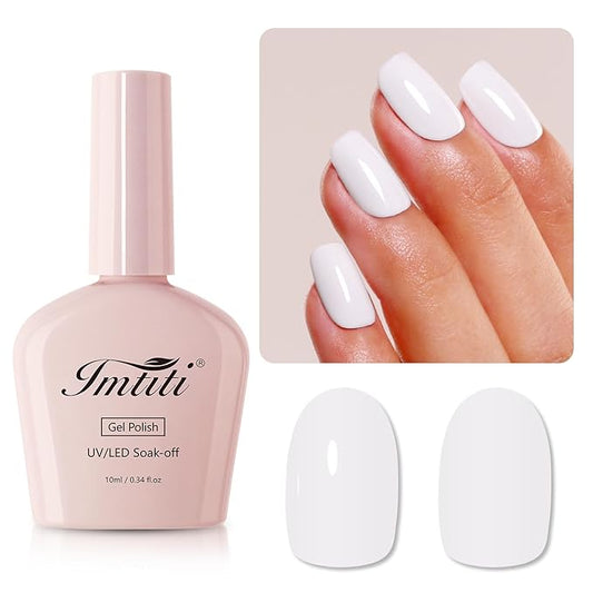 Imtiti 10ML White Nail Gel Polish Soak Off LED UV Nail Gel DIY at Home Salon Art Gift for Women Girls 1PCS