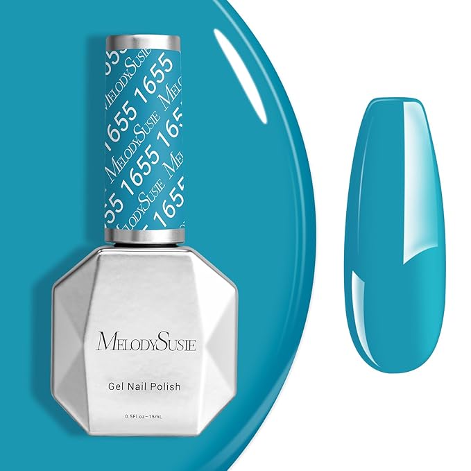 MelodySusie Aquamarine Blue Gel Nail Polish,0.5fl oz Nails Soak Off UV LED Cerulean Blue Gel Polish Gift for Women Nail Art Manicure Salon DIY Nail Design Decoration at Home-1655