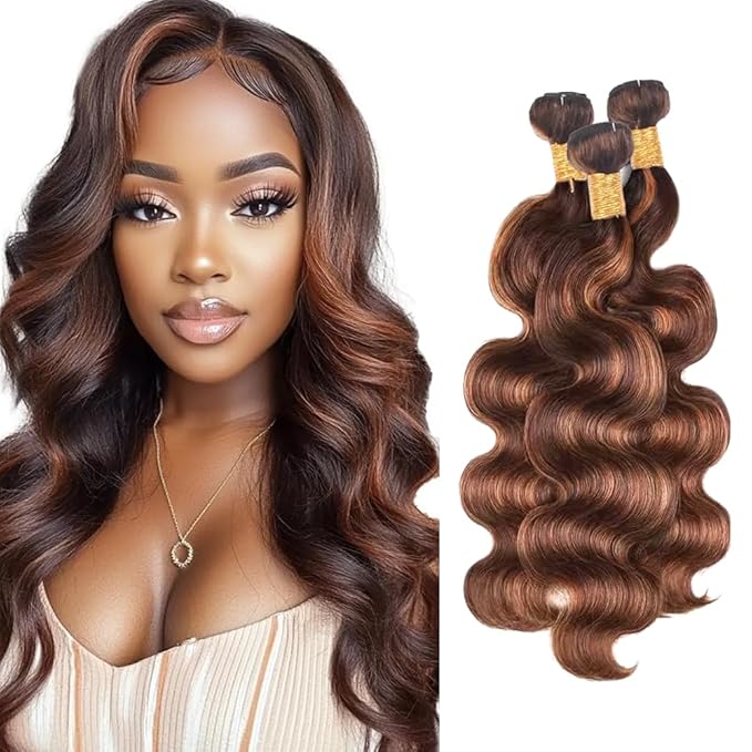 24 26 28 inch Ombre Brown Bundles P430 Body Wave Bundles Human Hair #4 Body Wave Bundle Highlight Human Hair Bundle