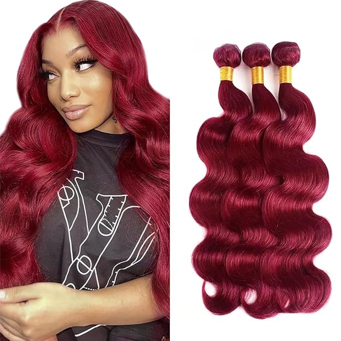 99J Bundles Human Hair Dark Burgundy Body Wave 3 Bundles 18 20 22 Inch 150g 8A Brazilian Virgin Hair Double Weft Red Bundles Human Hair Extensions