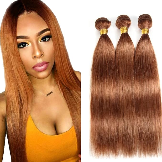 Brown Human Hair Bundles Straight Bundles Color 30 Bundles Human Hair 3 Bundles 16 18 20 Inch Brazilian Virgin Remy Light Brown Bundles 150g