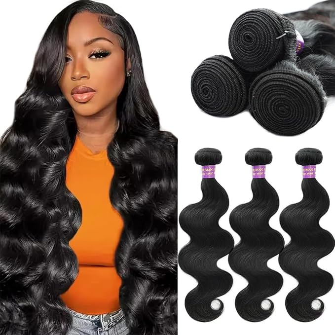14 16 18 Inch 3 Bundles Body wave Human Hair Bundles 14A 100% Unprocessed Brazilian Virgin raw Human Hair Bundles Natural Black