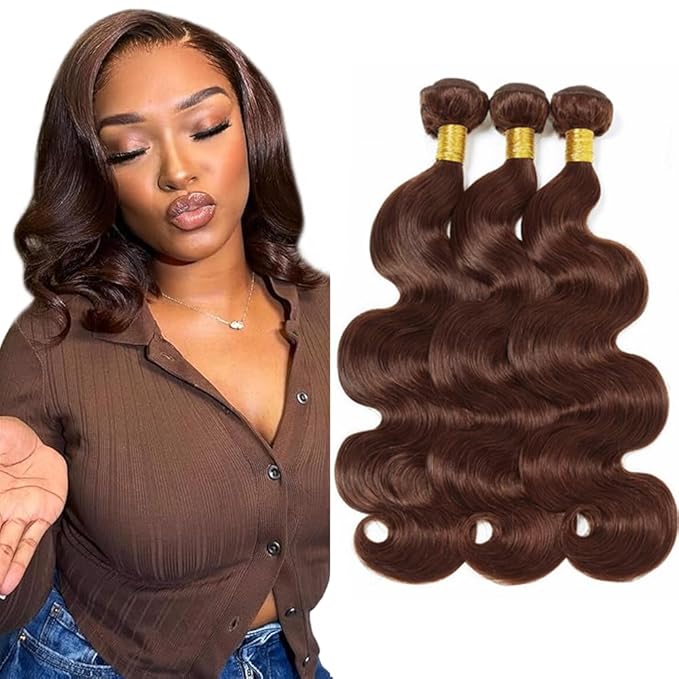 Dark Brown Bundles #4 Body Wave Human Hair Bundles Brown Body Wave Bundle 12 14 16 inch #4 Human Hair Bundle 150g