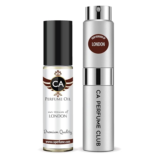 CA Perfume Duo Impression of London For Women And Men Perfume Layering Set Long Lasting Travel Size EDP + Body Oil Roll-On Bottle 0.27 Fl Oz+0.33 Fl Oz