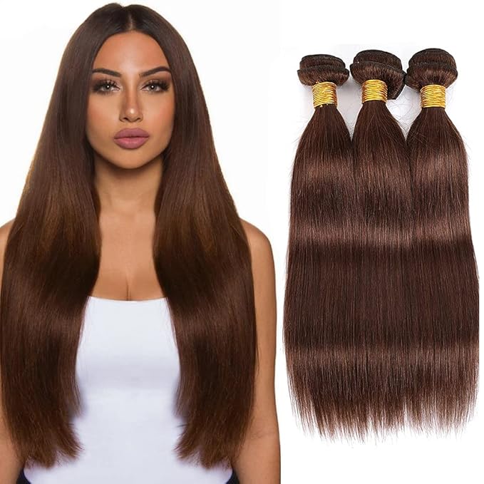 22 24 26 inch WuvuSnm Dark Brown Bundles #4 Straight Human Hair Bundles Brown Straight Bundle Chocolate Hair Bundle