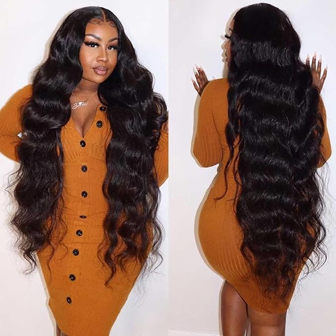 Wear and Go Glueless Wigs Human Hair Pre Plucked Pre Cut 7x5 HD Lace Body Wave Lace Front Wigs Human Hair 200% Density Put on and Go Glueless Wig for Wmen (7x5 Wig Natural Color, 34 Inch)