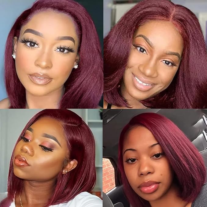 99j Bundles Human Hair Burgundy Yaki Straight Bundles Red Human Hair Bundle 14 16 18 inch 99J Yaki Bundle