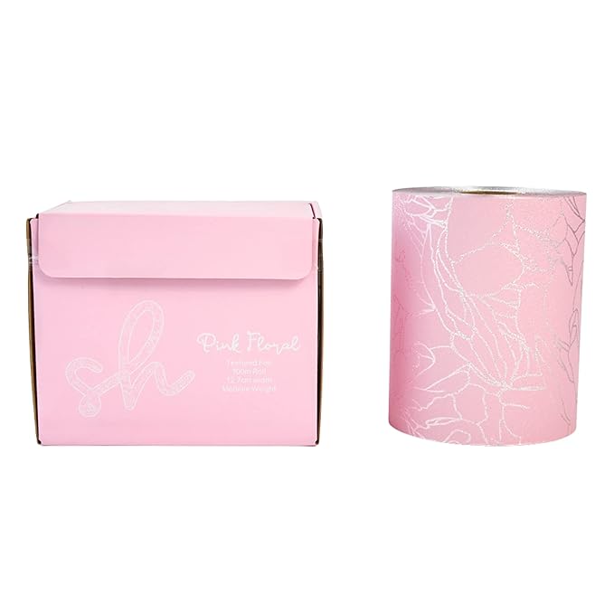 Premium Extra Wide Hair Foil 12.7cm x 100m - Ideal for Highlighting & Balayage, Built-in Cutter, Embossed Pink Floral Design - Professional Salon Hairdressing Foilââ‚¬¦