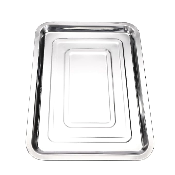 JinYan Generic Tattoo Stainless Steel Tray, 2 Pack, Silver, 13.5 X 10 Inches, Medical/Dental/Body Piercing/Tattoo Tools