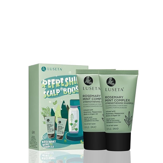 Luseta Rosemary Mint Shampoo and Conditioner Set Travel Kit Strengthen and Nourish Thinning Hair Reduce Frizz for Women and Men 2 x 1.01oz