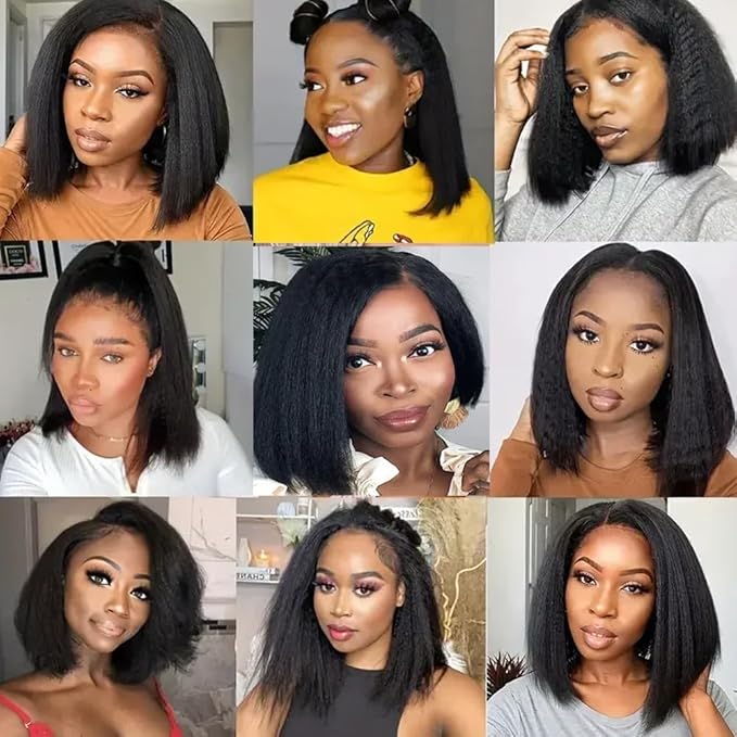 1B Human Hair Bundles Yaki Straight Bundle Kinky Straight Human Hair 3 Bundles 12 14 16 inch Double Weft Yaki Bundle