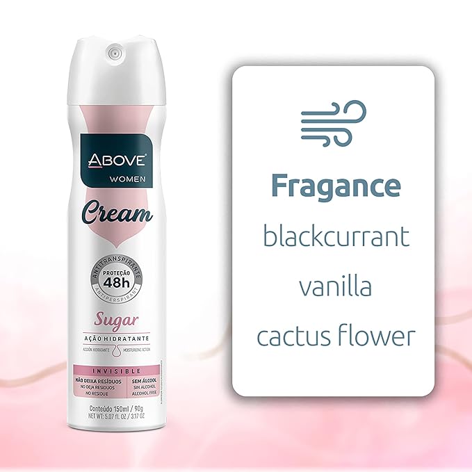 ABOVE 48 Hours Antiperspirant Deodorant Set, Cream Sugar, 4 Pcs- Spray Deodorant for Women - Patchouli, Oak Musk, and Citrus Notes - Stain-Free