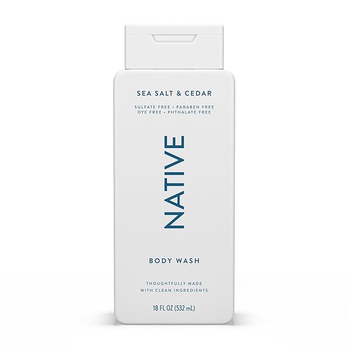 Native Body Wash Contains Naturally Derived Ingredients | For Women & Men, Sulfate, Paraben, & Dye Free Leaving Skin Soft and Hydrating | Sea Salt & Cedar 18 oz