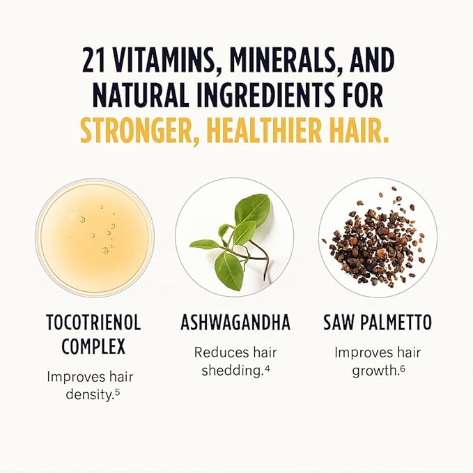 Men's Hair Growth Supplement – Clinically Tested Hair Growth Vitamins for Men, Thicker Hair & Scalp Coverage, Hair Regrowth Support for Men – Stronger, Fuller Hair – 1 Month Supply