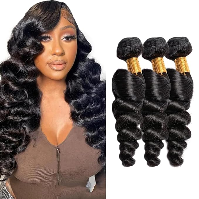 Human Hair Bundles Loose Wave Bundles Human Hair 20 22 24 inch Loose Deep Wave Bundle Natural Black Color 300g