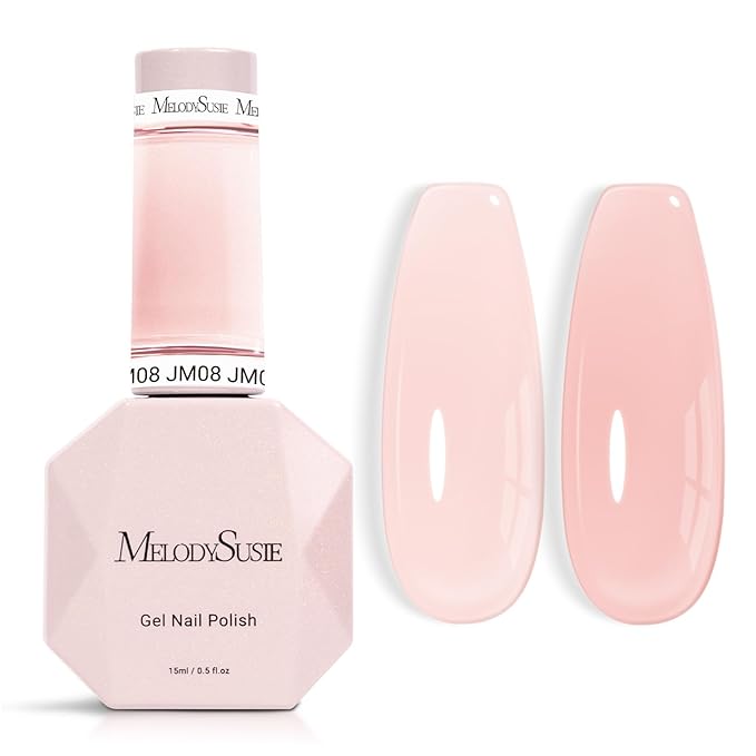 MelodySusie Jeweliver Nude Gel Nail Polish, 0.5Fl.oz Milky Gel Polish Pastel Color Soak Off UV LED Light Cure Gift for Women Manicure Nail Art DIY at Home JM08