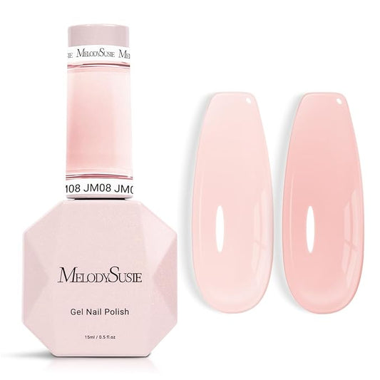 MelodySusie Jeweliver Nude Gel Nail Polish, 0.5Fl.oz Milky Gel Polish Pastel Color Soak Off UV LED Light Cure Gift for Women Manicure Nail Art DIY at Home JM08