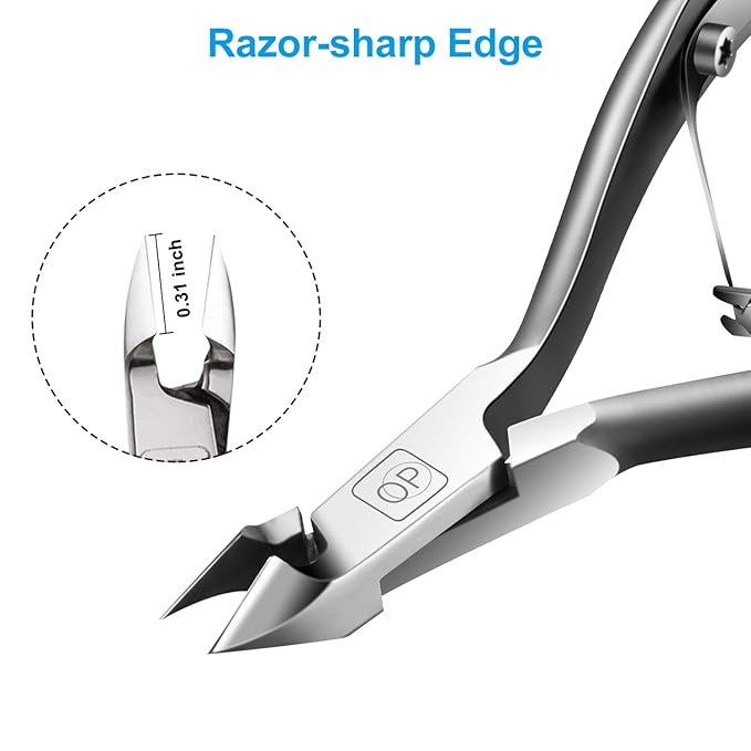 Cuticle Trimmer 3/4 Jaw Extremely Sharp Cuticle Nippers Scissors Stainless Steel Clippers Cutter Remover Pedicure Manicure Nail Tool, opove X7, Space Gray