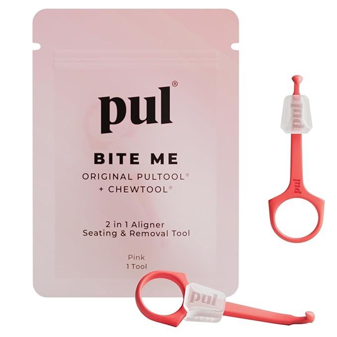 PUL Pack of 2 Reusable 2-in-1 Aligner Seating Chewie & Removal Tool — Compatible with Invisalign, Removable Braces, Retainers, Trays – Easy-to-Use Remover & Chew, Dental & Oral Hygiene Care – Pink