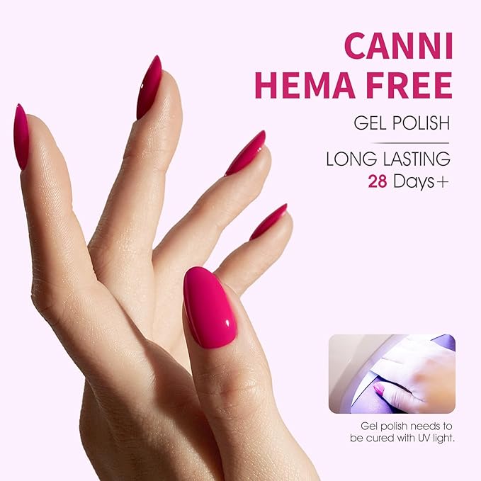 CANNI Hot Pink Gel Nail Polish, 1Pcs Neon Pink Gel Polish Pink Color High Gloss Soak Off U V French Nail Manicure Salon DIY